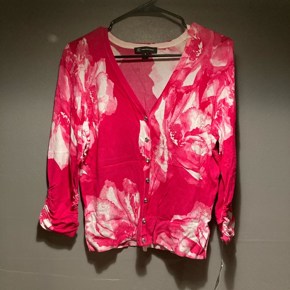 NWT inc pink floral size medium cardigan